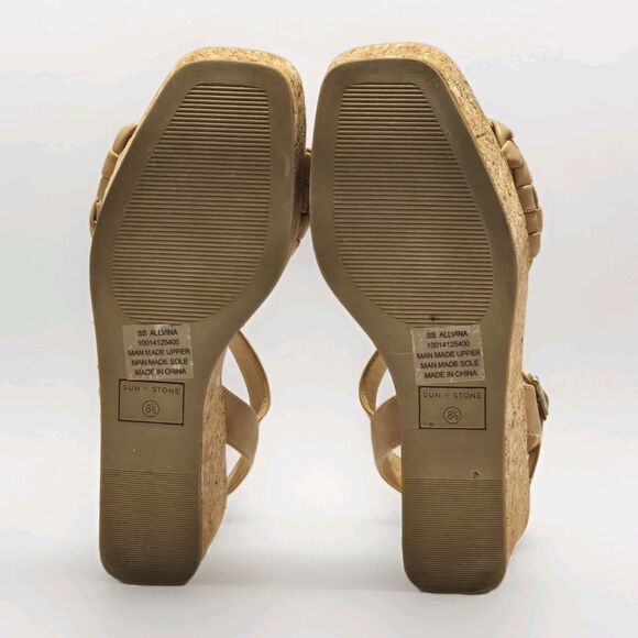 SUN + STONE Allvina Women’s Faux Leather Cork 2.5" Wedge Sandals Size 8.5 - Picture 11 of 12